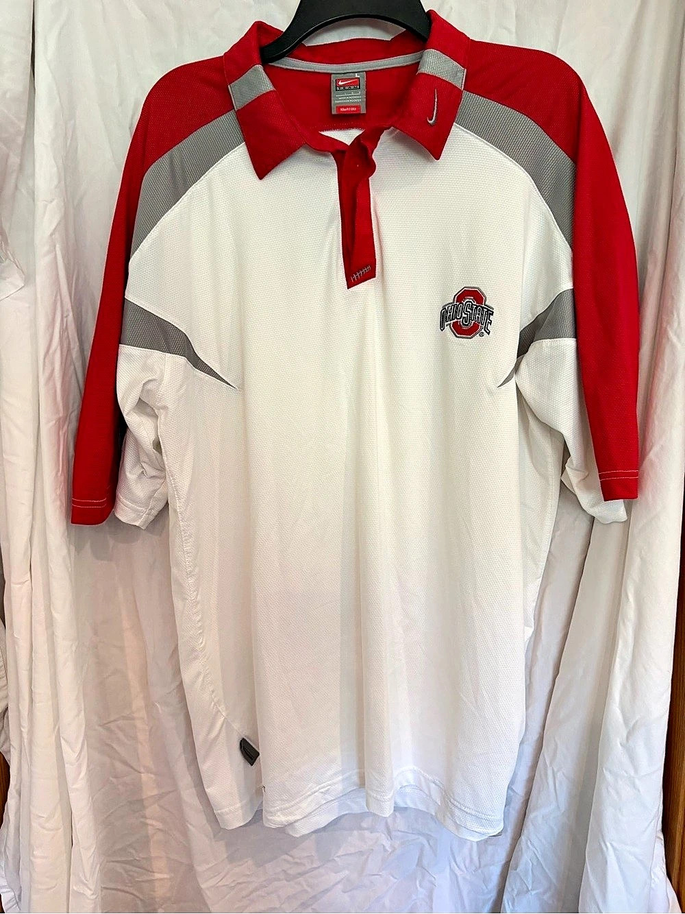 Nike Team Ohio State polo Color Block White & Red Large